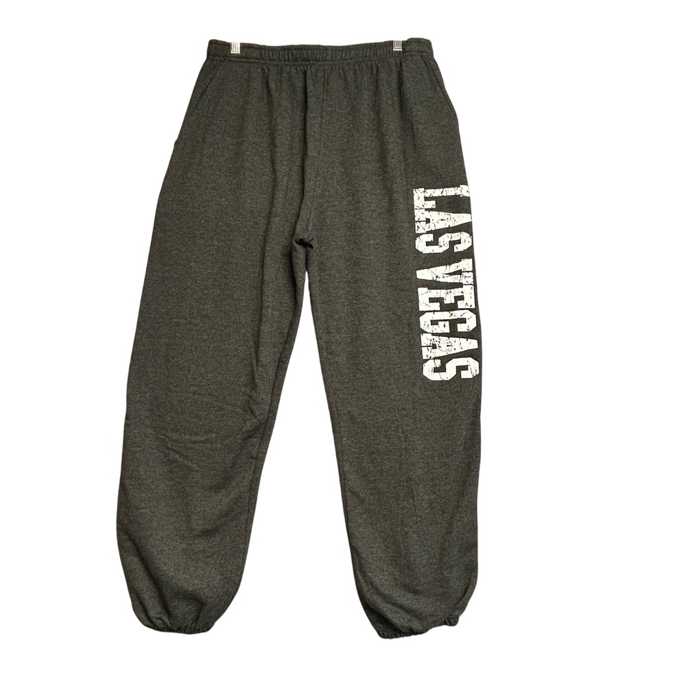 Las Vegas Womens Sweatpants Large Joggers Heather Charcoal Gray Graphic Comfy